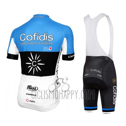 Cofidis Cycling Jersey Bib Short 2016 Short Sleeve Sky Blue and Black